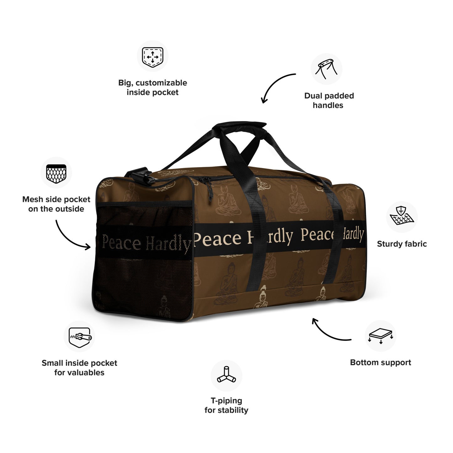 Brown Peace Hardly Duffle bag