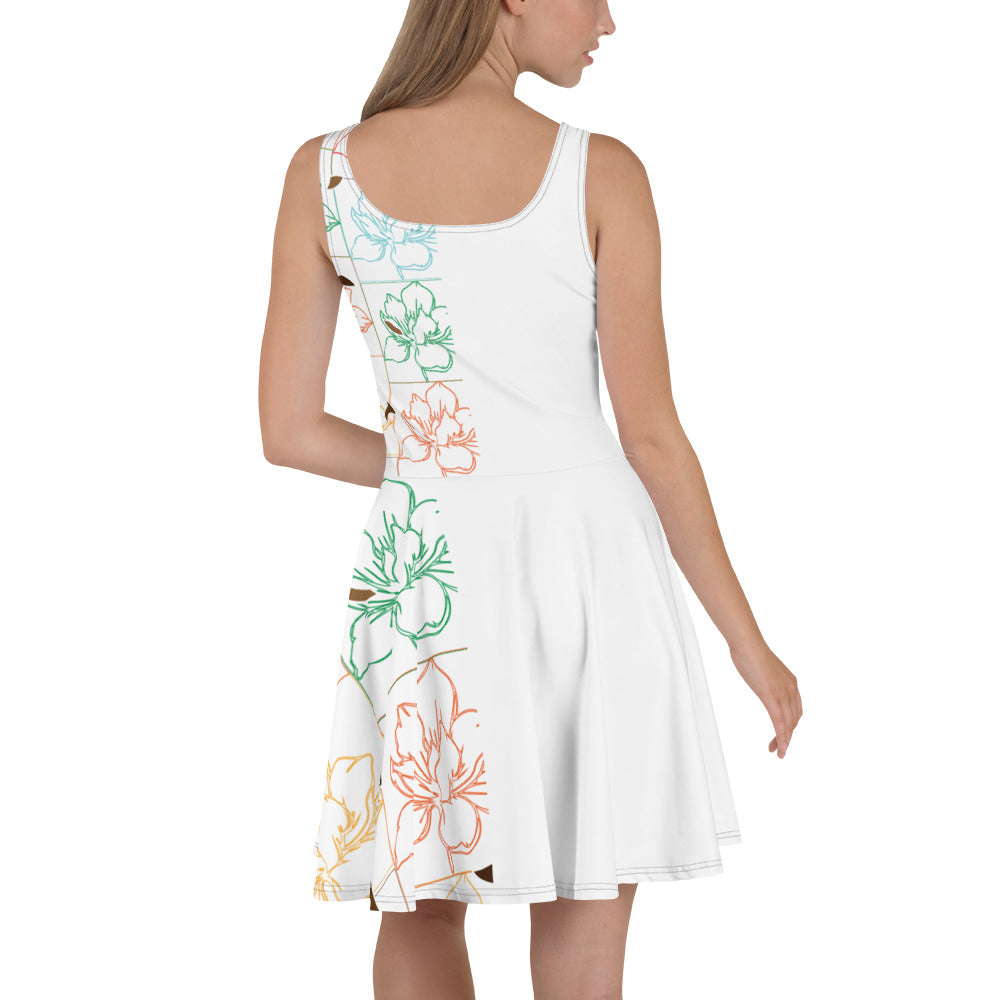 White Flower Bomb Pattern Dress